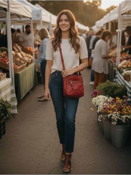 Nine West Handbags - Nine West Red Leather Crossbody Bag